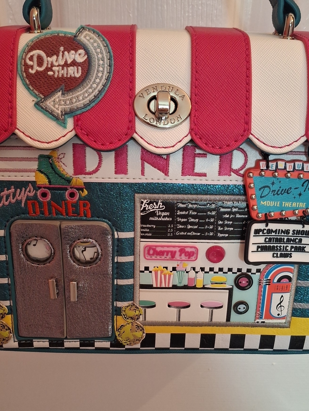 Vendula London Pink & White Diner Crossbody Bag